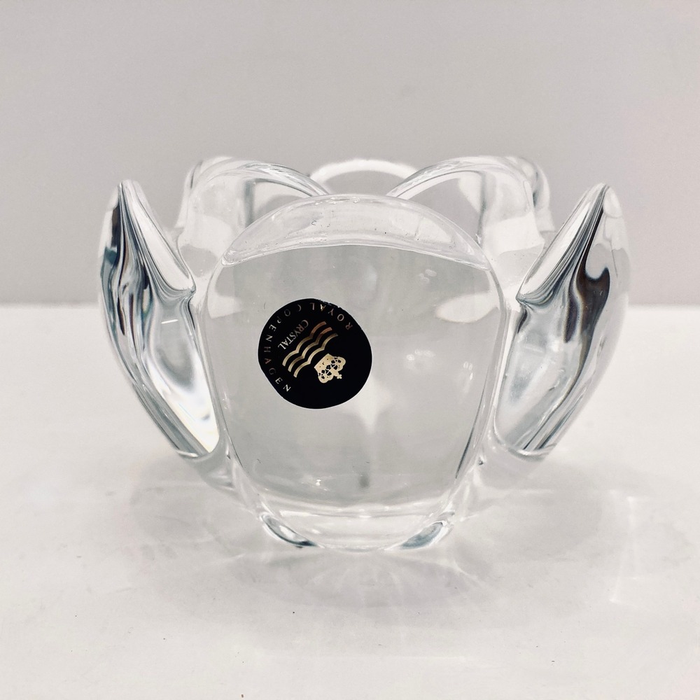 ROYAL COPENHAGEN Crystal Lotus Candle Holder‎ Glass Tea Light 3.5"